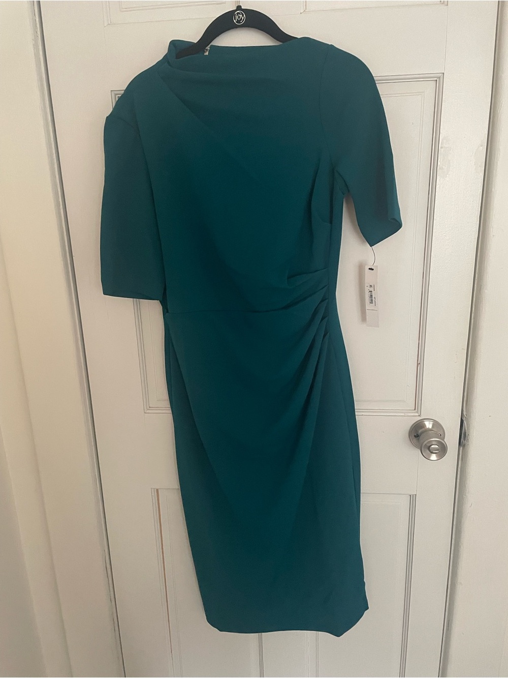 NWT Maggy London Teal Midi Sheath Dress with Side Draping Size 6